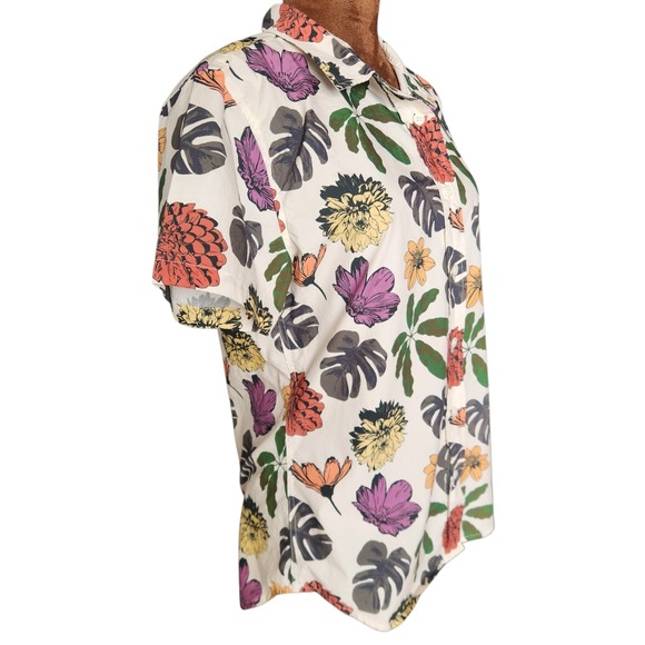 Wildfang Button Up Floral Shirt Women's Small Short Sleeve Cotton Colorful - Picture 2 of 8
